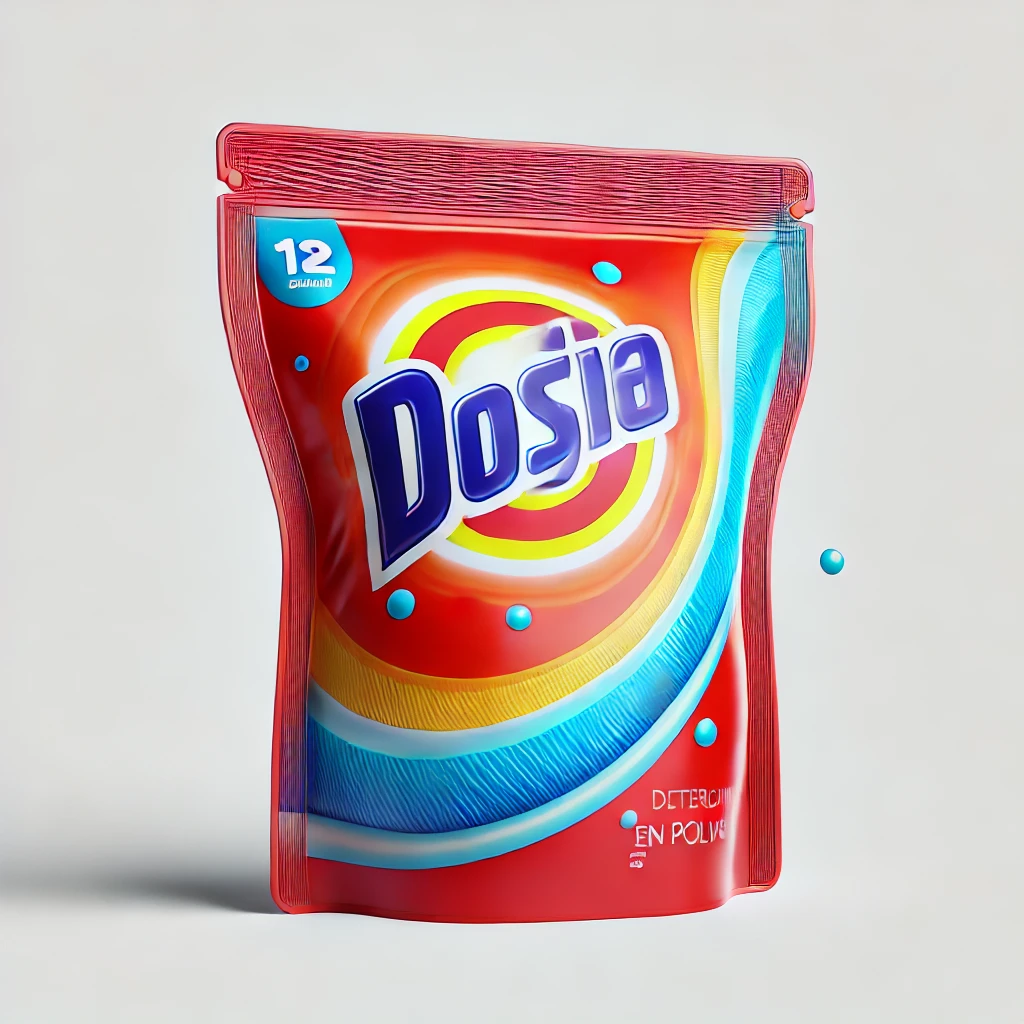 Bolsa tipo doypack para detergente, con un diseño ergonómico y cierre hermético que aseguran la protección del producto