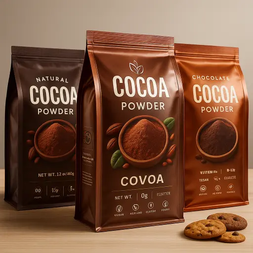 Bolsa tipo flow pack metalizada para empaques plásticos flexibles, ideal para productos alimenticios como galletas o snacks
